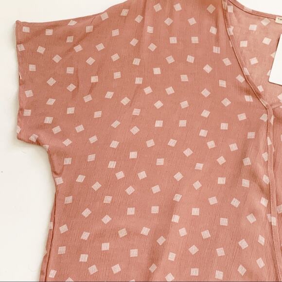 Twenty Seconds Top Mauve Peach Crossed Front Surplice Short Sleeve Blouse Large - Picture 6 of 12